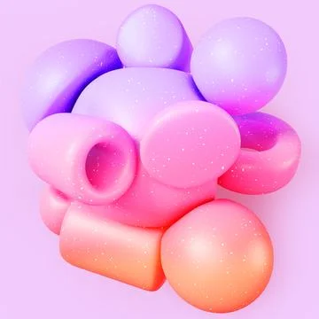Colorful abstract 3d composition - bold geometric shapes with vibrant gradient Stock Illustration