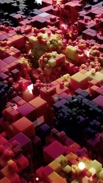 Colorful Abstract 3D Cube Structure with Neon Highlighted Pieces Stock Illustration