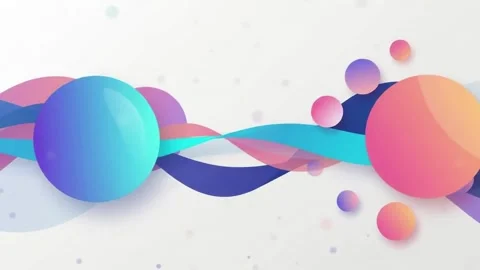 Colorful Abstract 3D Flowing Waves and Geometric Spheres Motion Background Видео 345028830