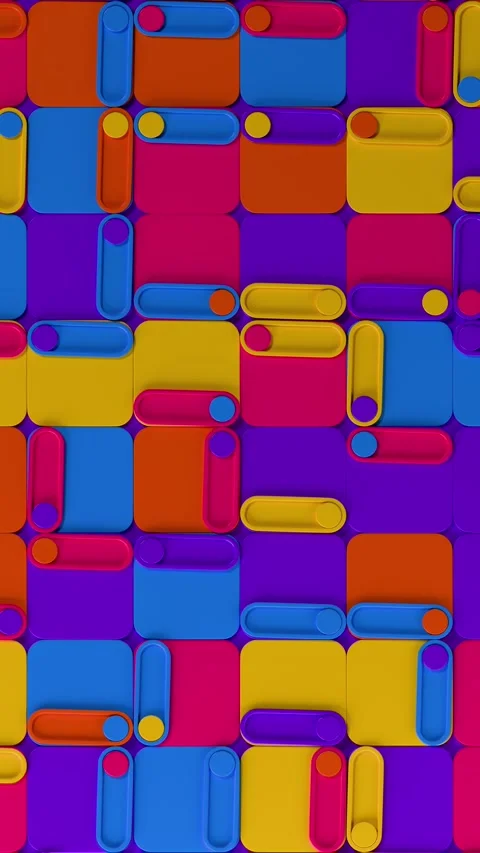 Colorful Abstract 3D Geometric Pattern with Sliding Elements. Vertical looped Stock Footage 307012075