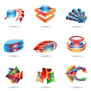 Colorful Abstract 3D Icons Stock Illustration