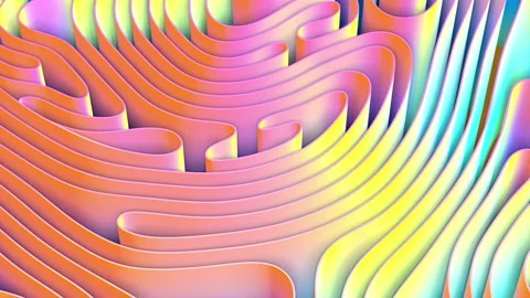 Colorful abstract 3D render splines strips rows curves flowing  Stock Footage 148453085