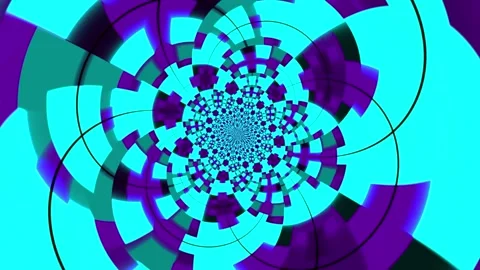 Colorful abstract animation background featuring a hypnotic rotating pattern Stock Footage 320144197