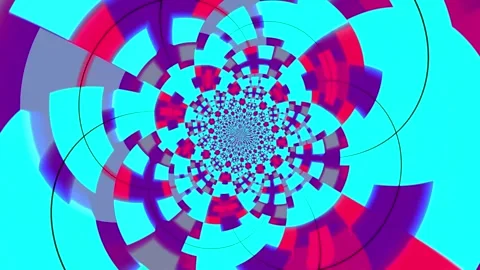 Colorful abstract animation background featuring a hypnotic rotating pattern Stock Footage 320144244
