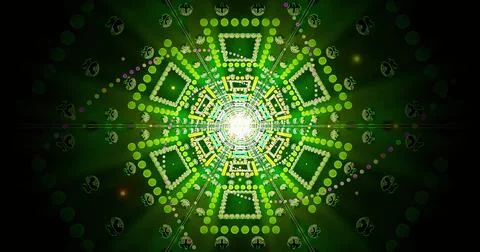 Colorful abstract art with circular patterns and bright lights Stock Illustration
