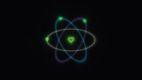 Colorful abstract atom design with heart shape in the Stock Footage 338229280