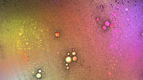 Colorful abstract background and texture oil with water surface foam of soap Stock Footage 145865832