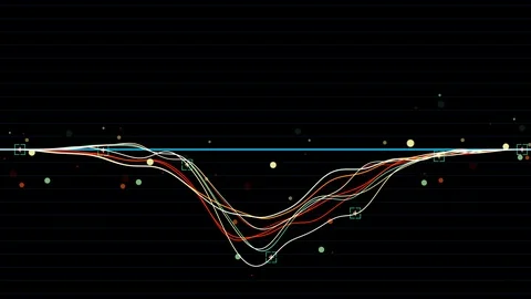 Colorful abstract background with audio or energy waves vibrating on black Stock Footage 124192518
