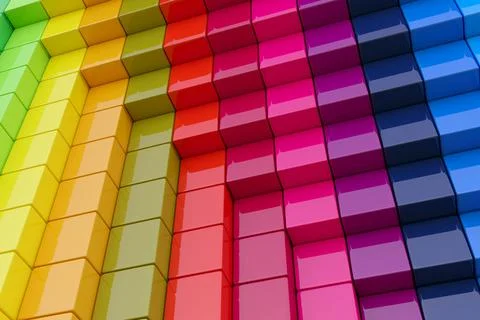 Colorful abstract background with boxes 3D illustration Stock Illustration