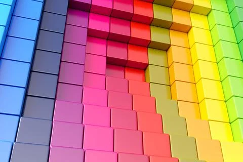 Colorful abstract background with boxes 3D illustration Stock Illustration