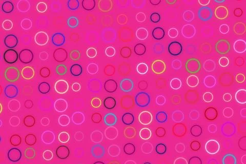 Colorful abstract background with circles and squares on pink Stock Illustration