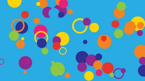 Colorful abstract background featuring overlapping circles and rings in vibrant Stock Illustration