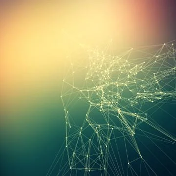Colorful abstract background gradient. Connecting dots with lines Stock Illustration