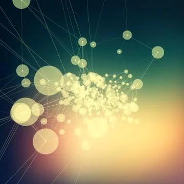 Colorful abstract background gradient. Connecting dots with lines Stock Illustration