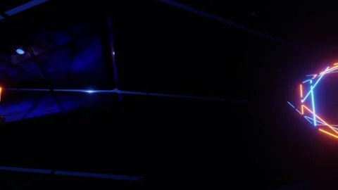 Colorful abstract background with neon lights and circular object. Infinitely lo Stock Footage 257572116