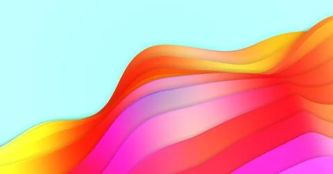 Colorful abstract background with rainbow wavy line with light blue sky in .. Stock Illustration