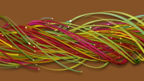 Colorful abstract background of strings, lines, ribbons, fibers or wires Video stock 218237596