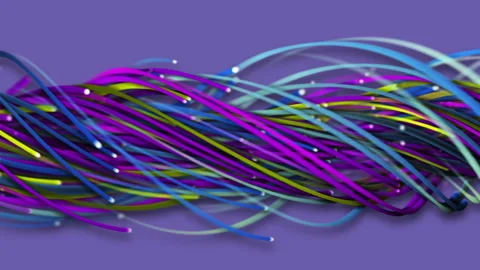Colorful abstract background of strings, lines, ribbons, fibers or wires Video stock 218237695