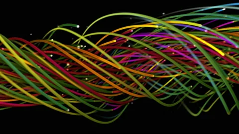 Colorful abstract background of strings, lines, ribbons, fibers or wires Video stock 218241917