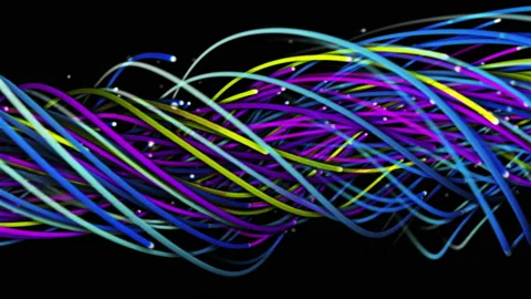 Colorful abstract background of strings, lines, ribbons, fibers or wires Video stock 218242254