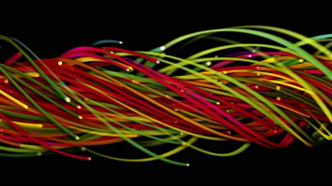 Colorful abstract background of strings, lines, ribbons, fibers or wires Video stock 218242255