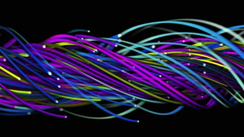 Colorful abstract background of strings, lines, ribbons, fibers or wires Video stock 218242540