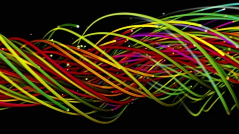 Colorful abstract background of strings, lines, ribbons, fibers or wires Video stock 218242559