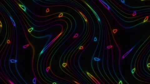 Colorful abstract background with wavy lines and hearts in Stock Footage 338318723