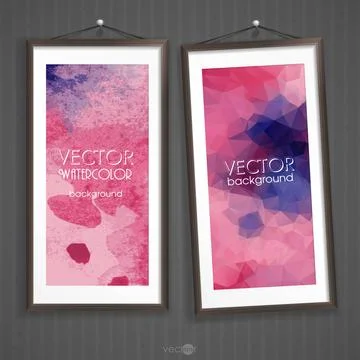 Colorful Abstract Banner Two Frames Of Picture On A Striped Old Wall. Vect... Stock Photos