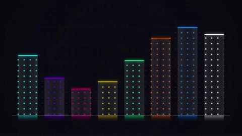 Colorful Abstract Bar Chart Growing Up, Digital Data Analysis, Financial Gr.. Stock Footage 346661789