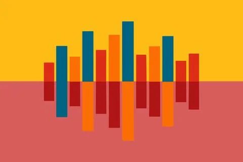 Colorful abstract bar chart with reflective shadows Stock-Illustration