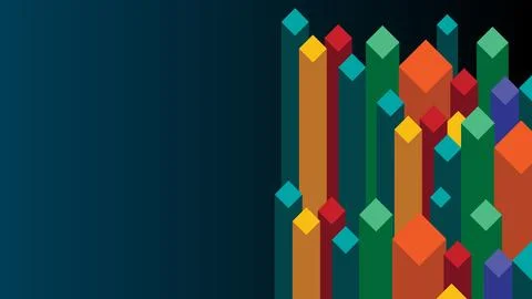 Colorful Abstract Bars Pattern with Geometric 3D Design on a Dark Background Illustrazione stock