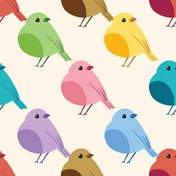 Colorful abstract birds vector repeat pattern Illustrazione stock