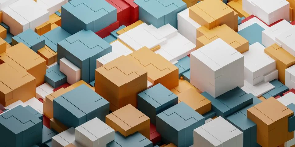 Colorful abstract block pattern 3d render illustration Stock Illustration