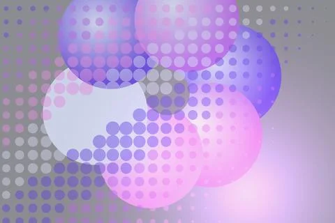 Colorful abstract bubbles with dot pattern on purple background Stock Illustration