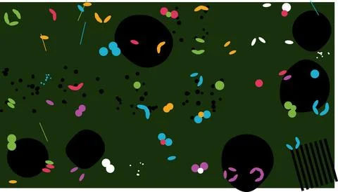 Colorful abstract bubbles floating on dark background Illustration