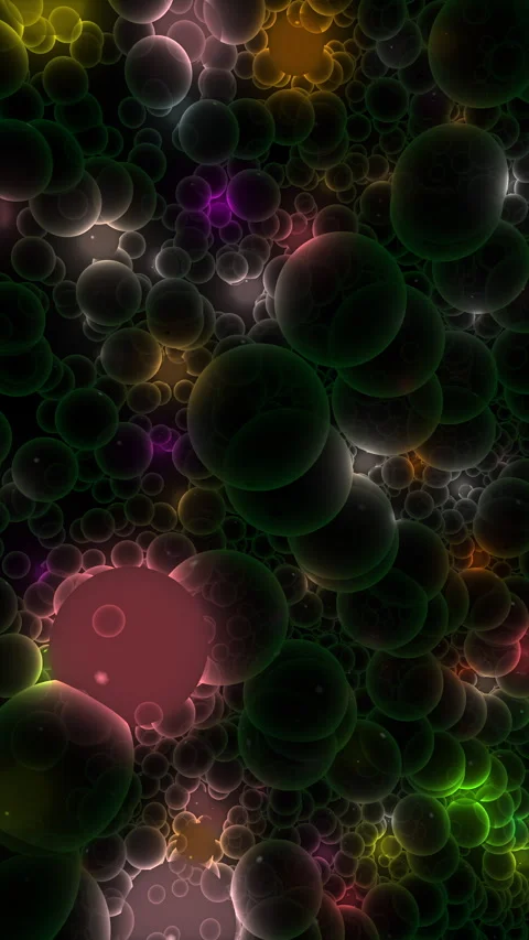 Colorful Abstract Bubbles in Multicolor Bokeh Cell Cluster Motion Vídeo Stock 345994916