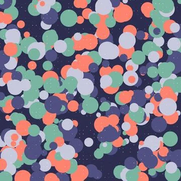 Colorful abstract bubbles pattern with orange and mint green shapes on dark.. Stock Illustration