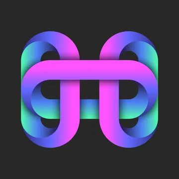 Colorful abstract chain forms letter H logo with vibrant neon gradient and .. Stockillustratie