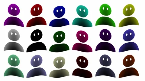 Colorful abstract character pattern loop on bright white seamless background Stock Footage 336507243