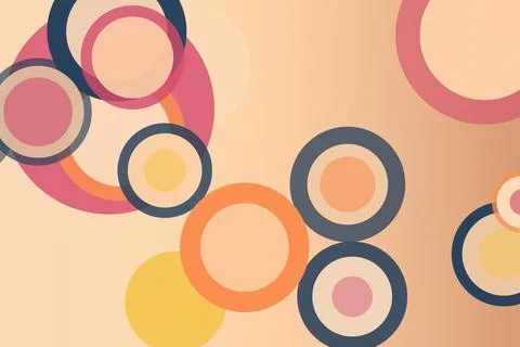 Colorful abstract circle pattern with layered rings in warm orange, peach, .. Stock Illustration