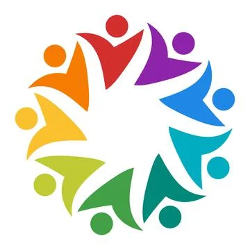 Colorful Abstract Circle of People Representing Unity and Collaboration Stock Illustration