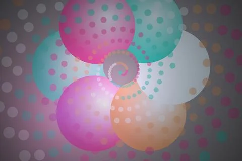 Colorful abstract circles with dotted patterns on background Illustrazione stock