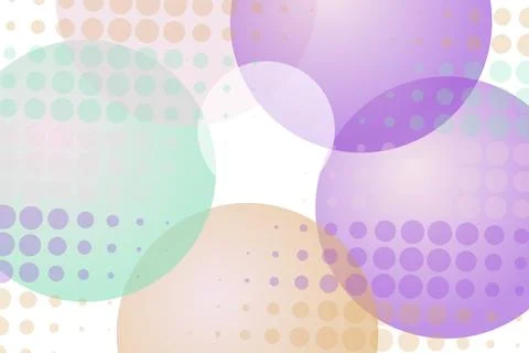 Colorful abstract circles with dotted patterns on pastel background Stock Illustration