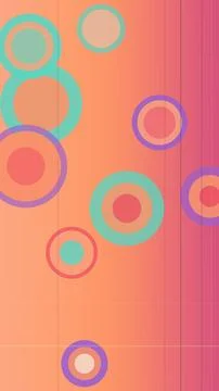 Colorful abstract circles float over a warm pastel gradient with subtle gri.. Ilustração Stock