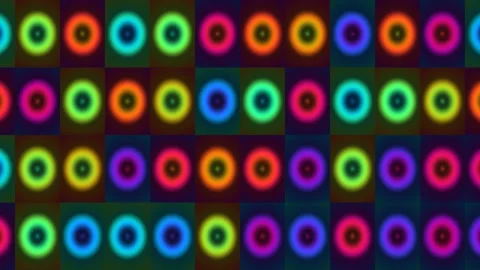 Colorful abstract circles in a grid pattern with bright Stock Footage 338277159