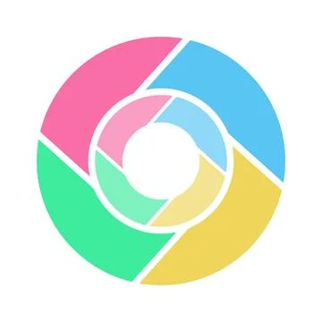 Colorful abstract circular aperture camera shutter vector icon with minimal.. Stock Illustration