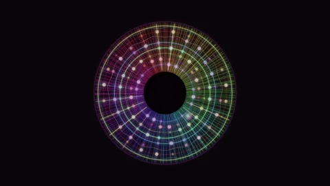 Colorful abstract circular pattern with lights and lines Stock Footage 337064546