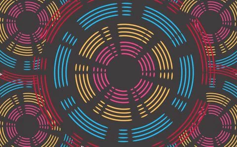 Colorful Abstract Circular Pattern With Radial Lines and Modern Geometric R.. Illustrazione stock