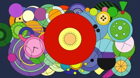 Colorful abstract composition made of animated circles Stock Footage 128238380